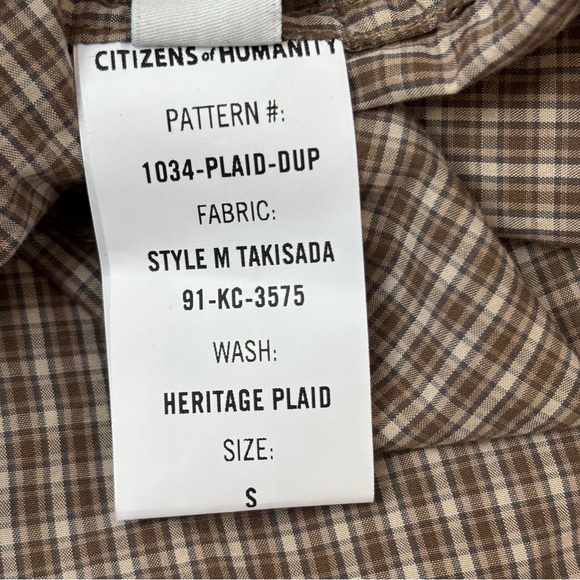 Citizens of Humanity Ana Cropped Shirt Heritage Plaid Size Small Brown - Picture 12 of 13